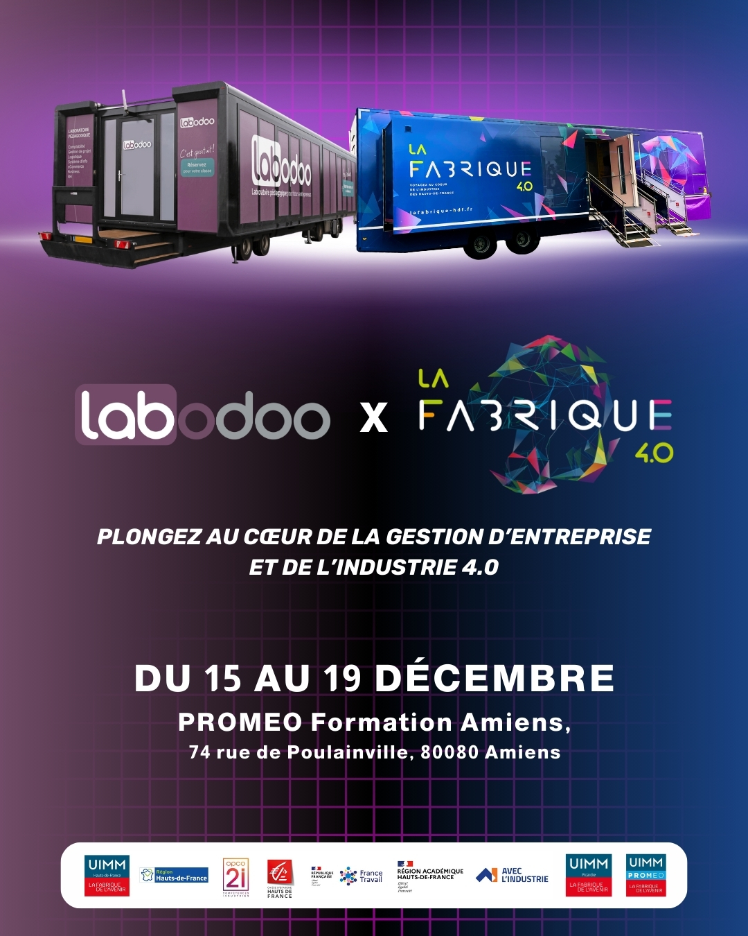 La Fabrique 4.0 et le LabOdoo à PROMEO Amiens du 15 au 19 décembre 2025